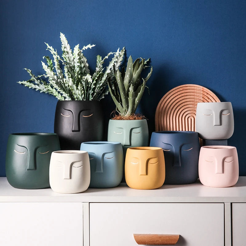 Ceramic Vase Creative Ceramic Face Living Room Desktop Flower Arrangement Vase Office Desktop Decoration Vase Decoration