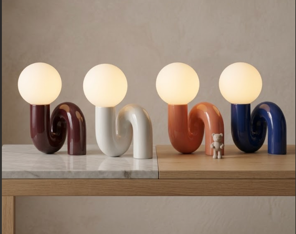 Modern Spiral Bedside Table Lamp - Quirky Whimsical Desk Lamp