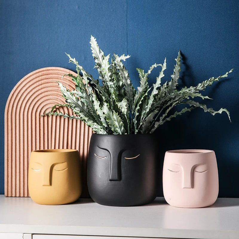 Ceramic Vase Creative Ceramic Face Living Room Desktop Flower Arrangement Vase Office Desktop Decoration Vase Decoration