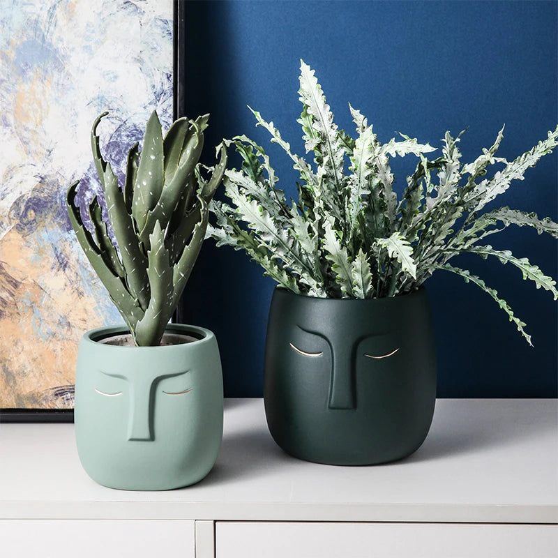 Ceramic Vase Creative Ceramic Face Living Room Desktop Flower Arrangement Vase Office Desktop Decoration Vase Decoration